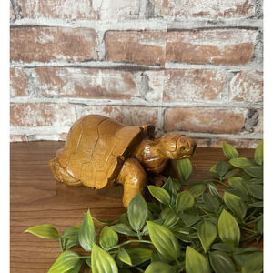 Wood Carved Turtle Wooden Turtle Sculpture Rustic Shelf Decor Table Decor MCM